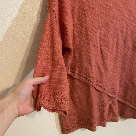 Moth Anthropologie S Orange Knit Crossover Crochet Trim Sweater - Picture 3 of 8